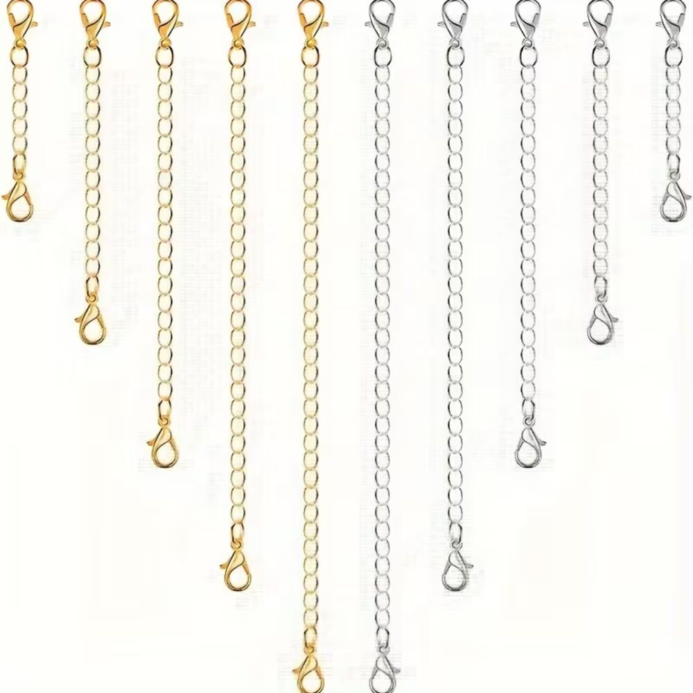 10 pc Gold & Silver Necklace Chain Extender Set Bracelet Anklet Adjustable sizes
